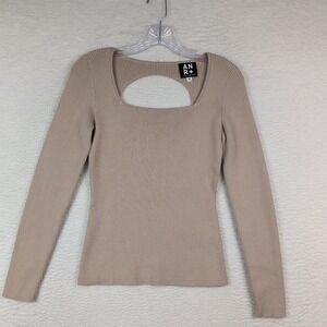 Open‎ Back Alp-n-Rock Joelle Sweater Beige sz Medium Rib Knit Cotton Blend